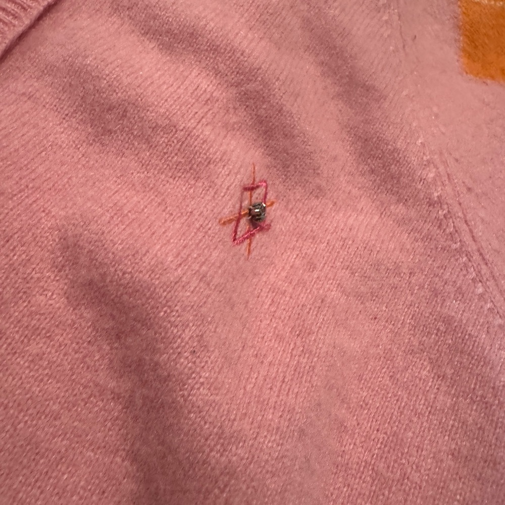 Valerie Stevens Pink and Orange Cashmere Argyle Cardigan - Picture 4 of 6